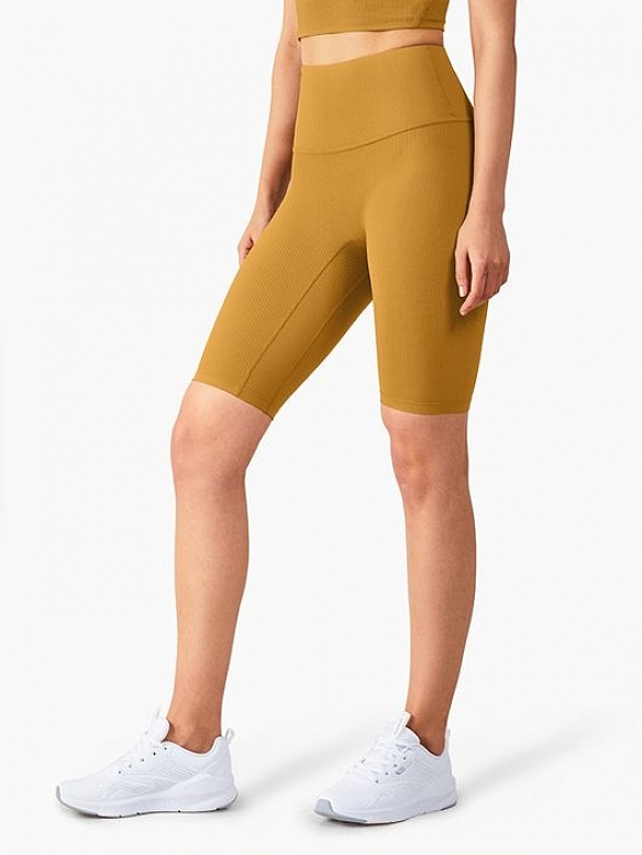 Damen Gerippte High Waist Radlershorts FH013