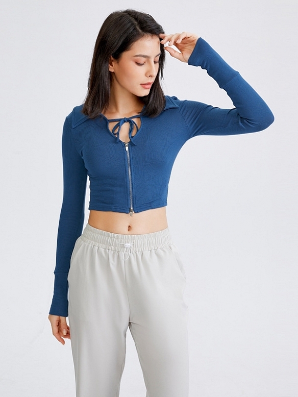 Damen Kurze Sportjacke Cropped Sporttop FT065