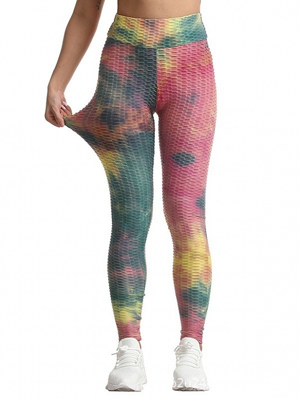 Damen Batik High Waist Sporttights Yogahose FH064