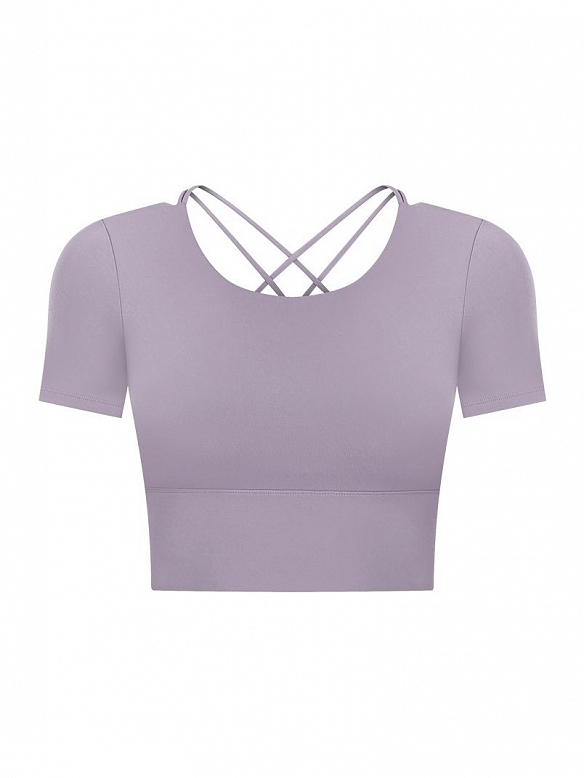 Damen Cropped Sportshirt mit BH FT020