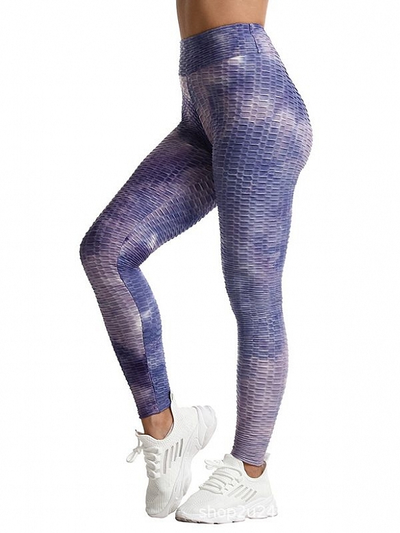 Damen Batik High Waist Sporttights Yogahose FH064