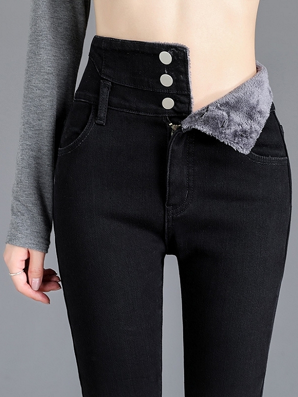 Damen Teddy Gefütterte Jeans Verdicken Leggings FH215