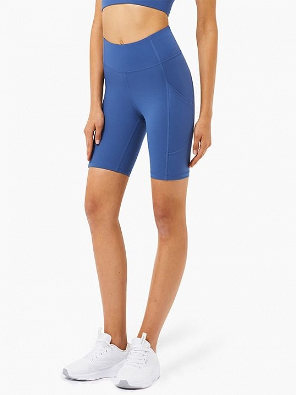 Damen Hohe elastische Shaping Sport-Radlershorts mit Taschen FH019