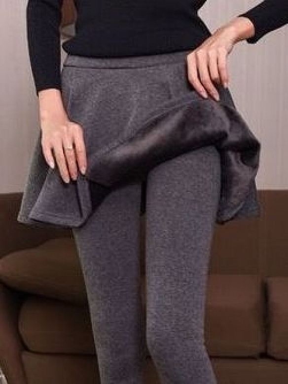 Winter Warme Leggings Hosen mit Rock für Damen FH187