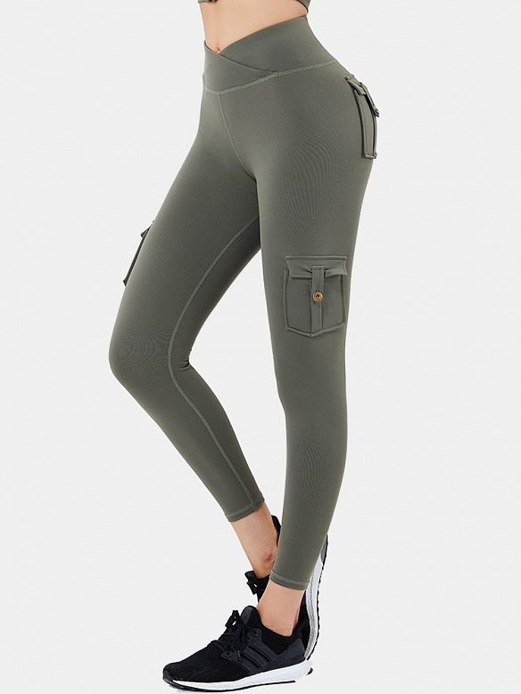 Damen Hohe elastische High Waist Shaping-Sporttights FH063