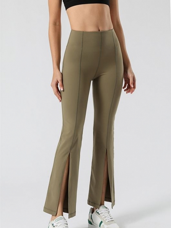 Damen High Waist Ausgestellte Sporthose mit Schlitzen FH033