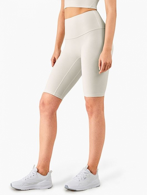 Damen Gerippte High Waist Radlershorts FH013