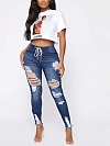 Damen Skinny Regular Ripped Jeans FH181