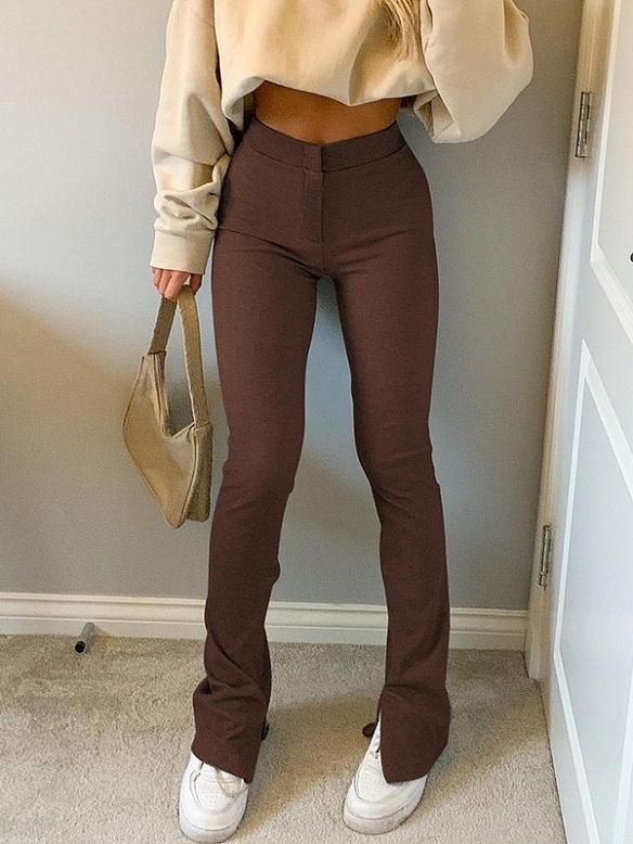 Damen Hohe elastische Ausgestellte Sporthose mit Hoher Tailie FH234